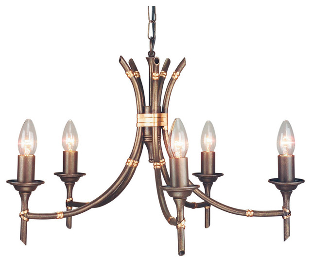Bamboo Modern Chandelier, 5 Lights