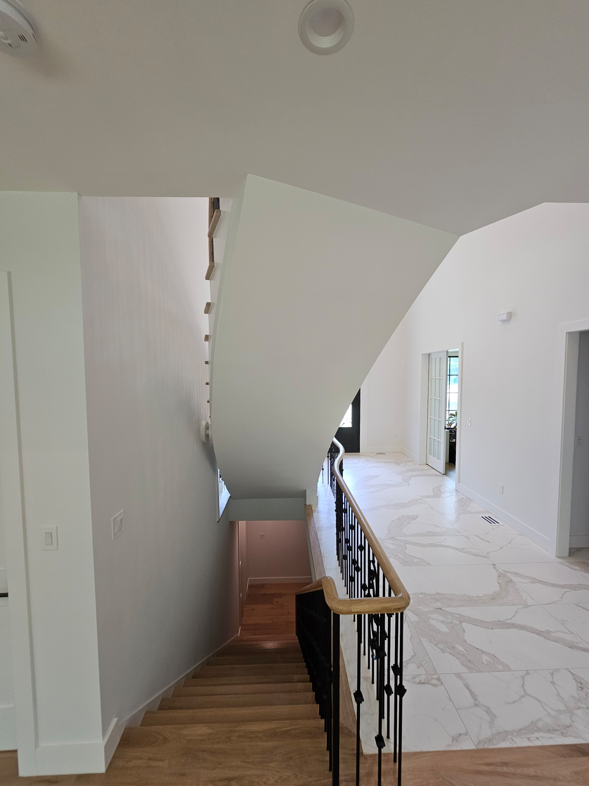120_Luxurious White Oak Stair with Iron Balusters, Great Falls, 22066