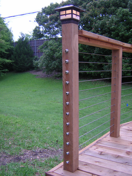 Large transitional backyard deck photo in Dallas with no cover