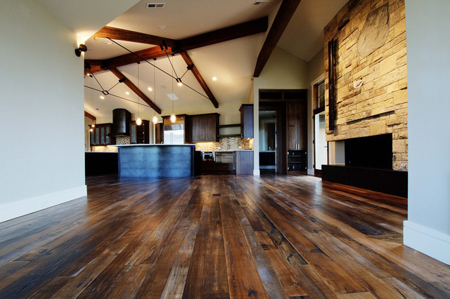 tobacco pine Reclaimed Tobacco Pine Hardwood Flooring - Contemporary - Kitchen -  Cleveland - by Olde Wood Ltd