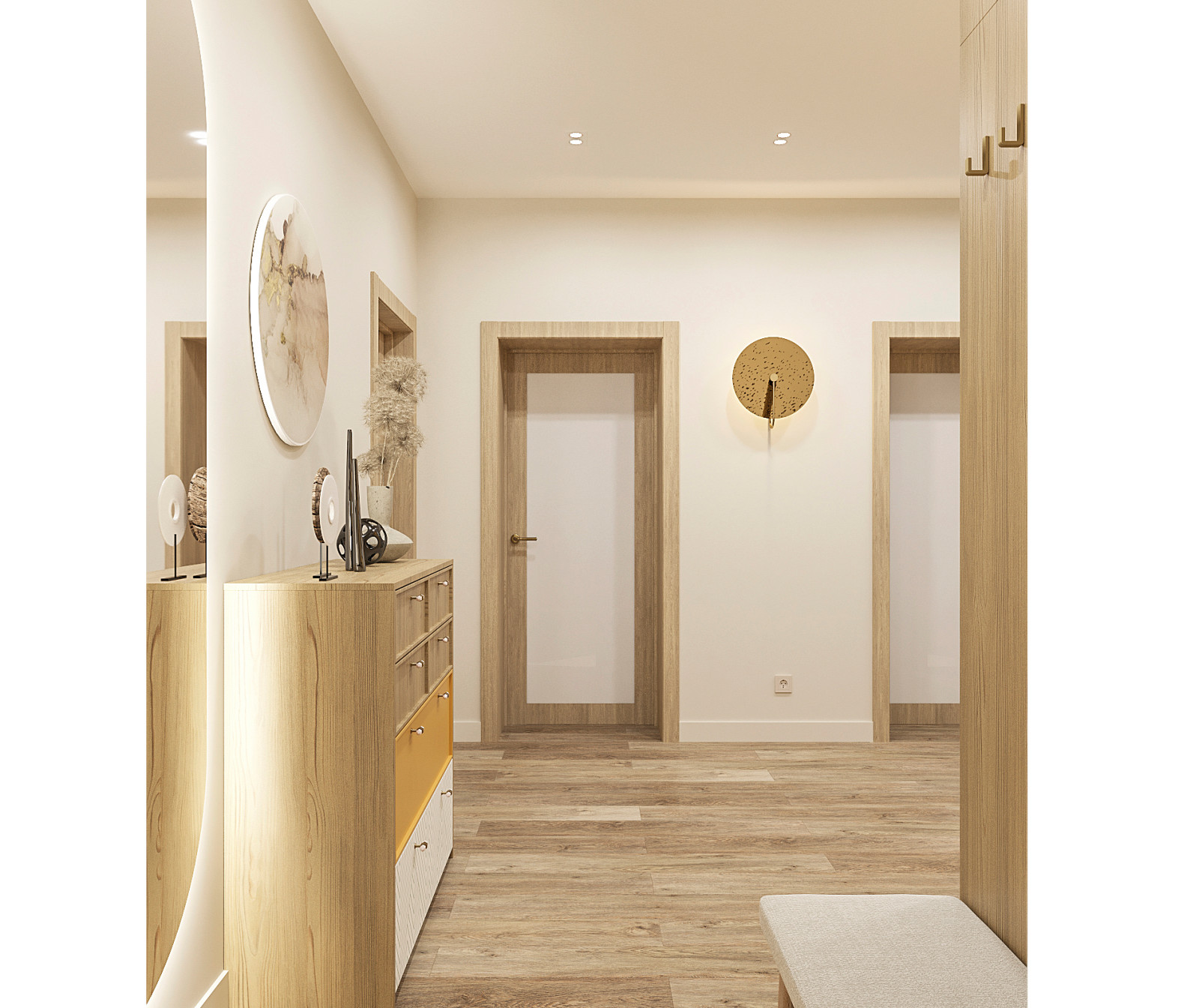 Четырех-комнатная квартира в светлых тонах.