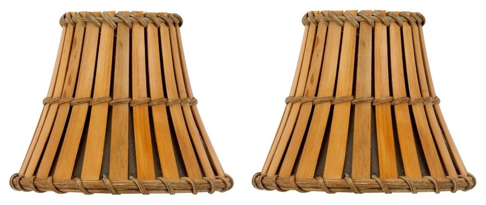 Upgrade Lights Bamboo Style Mini 4" Clip-On Chandelier Lamp Shade, Set of 2
