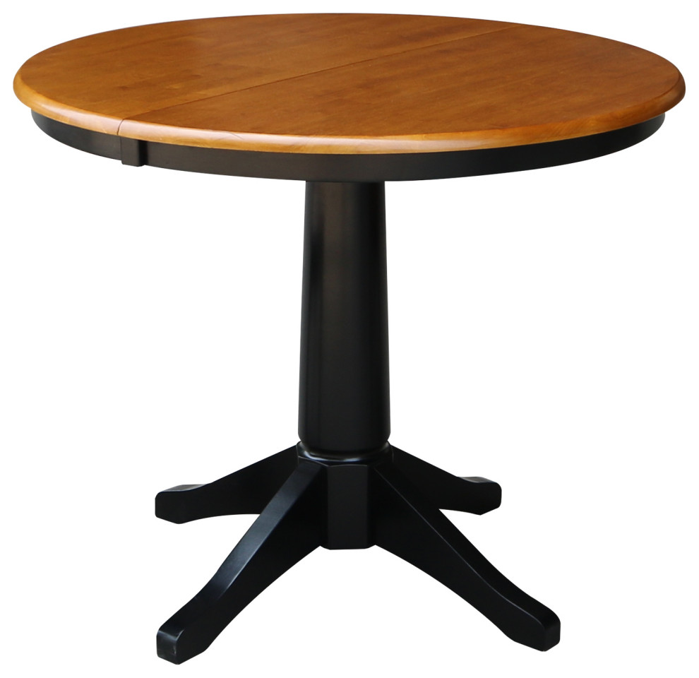 36" Round Top Pedestal Table With 12" Leaf - 28.9"H - Dining Height
