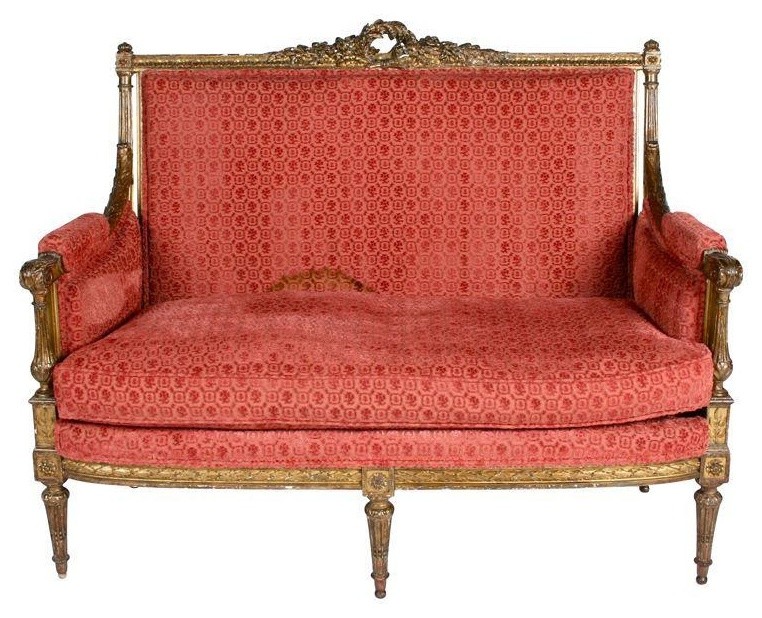 Pre-owned Red Velvet Baroque Louis XVI Settee