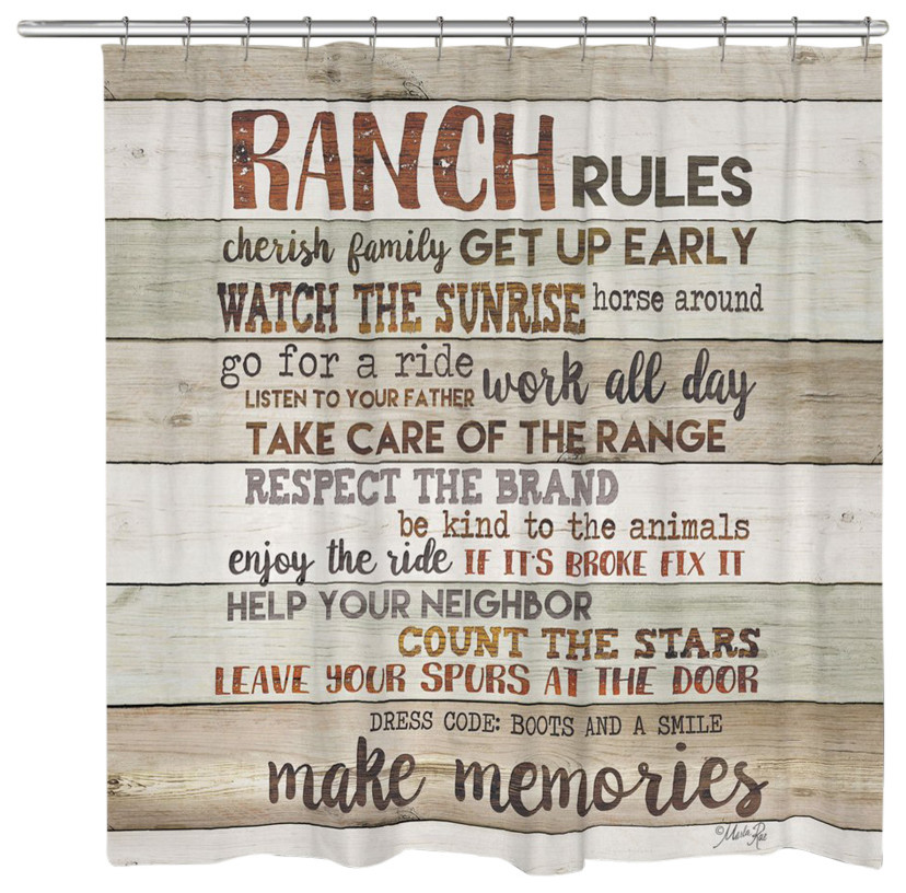 Laural Home Rustic Ranch Rules Shower Curtain