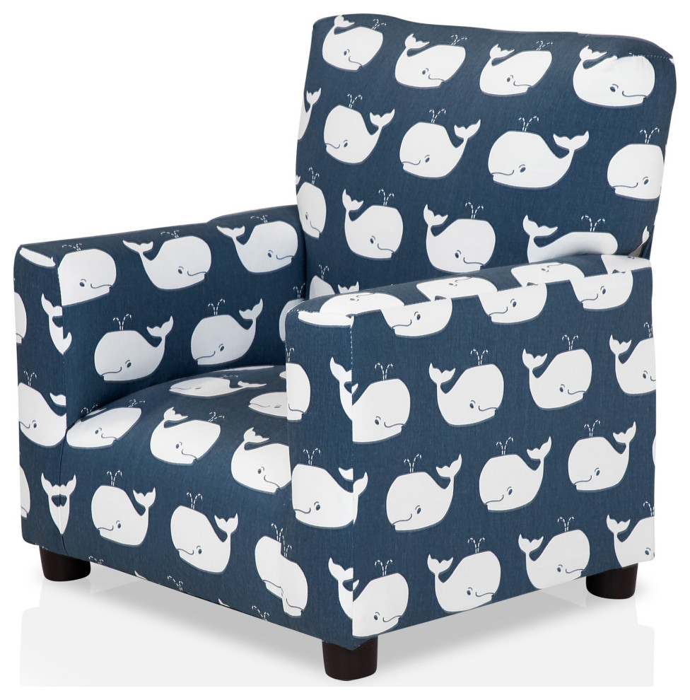 Contemporary Kid Accent Chair, Padded Seat and Tailored Arms Beach Style Armchairs And