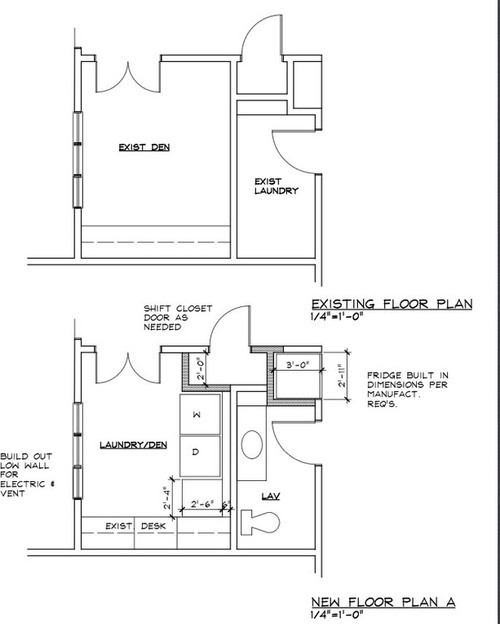 Half Bath off Kitchen in remodel.