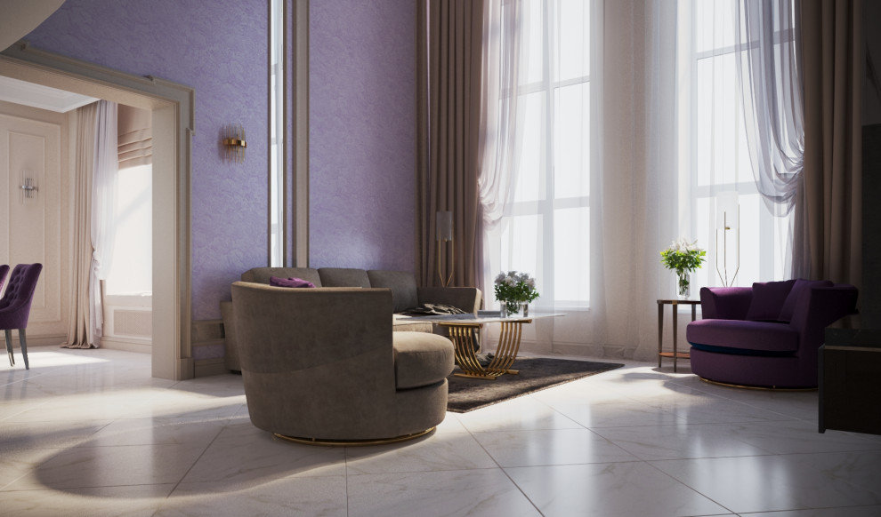 Дом 200 кв.м. _современная классика_ Гостиная с двухсветным пространством