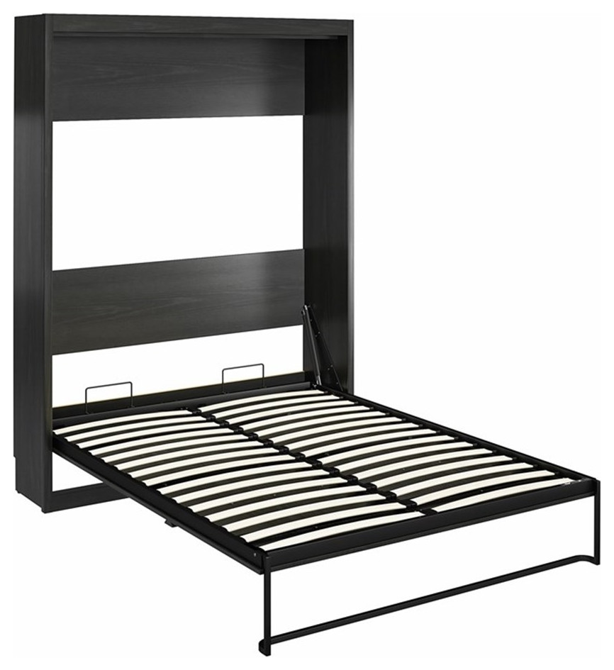 Pemberly Row Transitional Engineered Wood Queen Wall Bed in Black ...