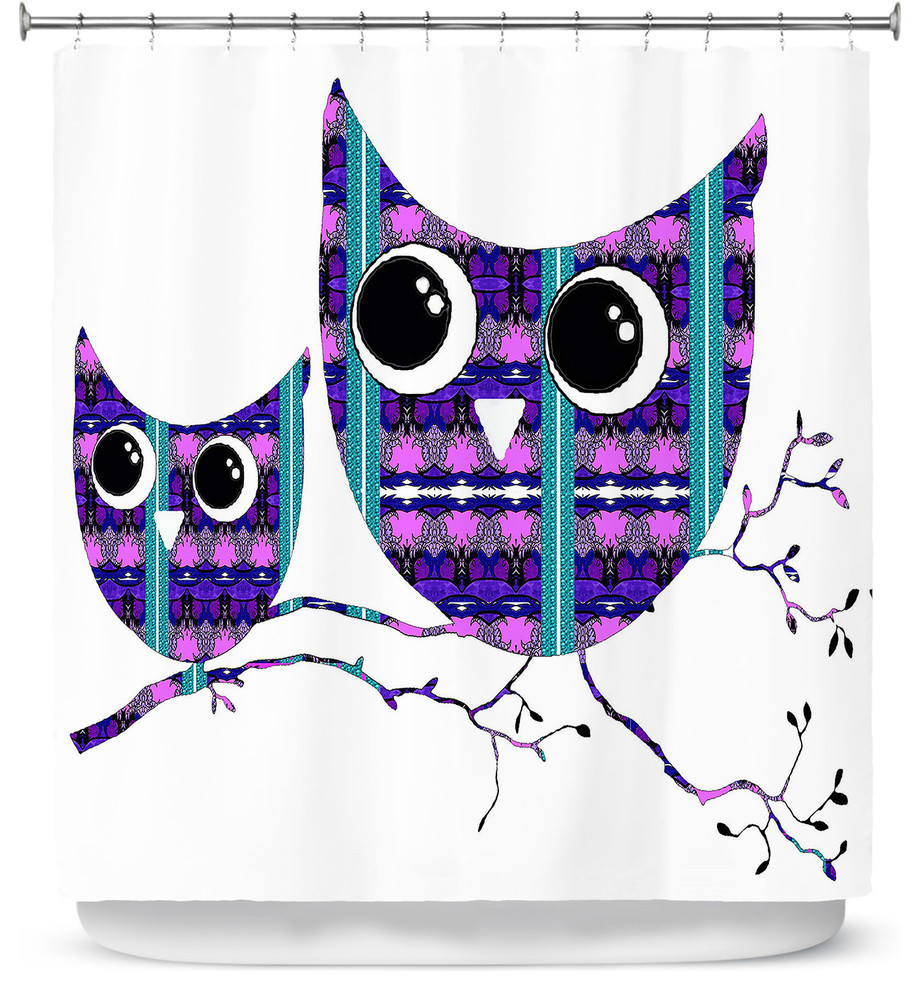 Owl Suspenders Purple Blue Shower Curtain