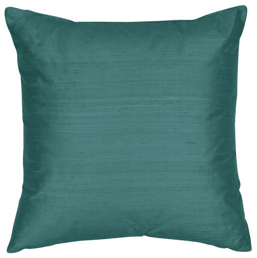 Aqua 22x22-Inch Silk Shantung Square Poly Insert Decorative Pillow