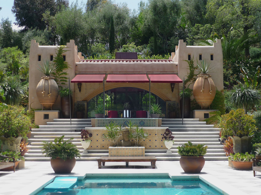 Photo of a mediterranean one-storey exterior in Los Angeles.
