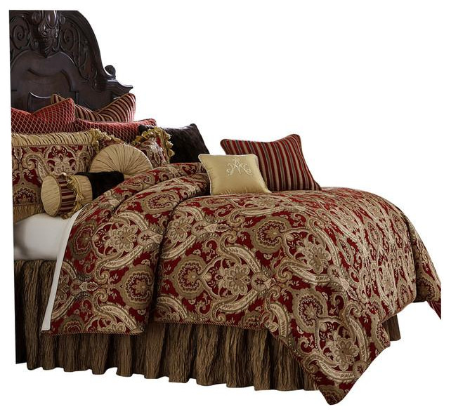Aico Amini Lafayette 13 pc King Comforter Set in Red Victorian