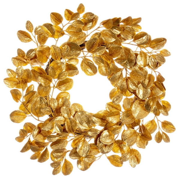 Vickerman FK220824 24" Gold Artificial Dogwood Glitter Wreath Wreaths And Garlands by Uber