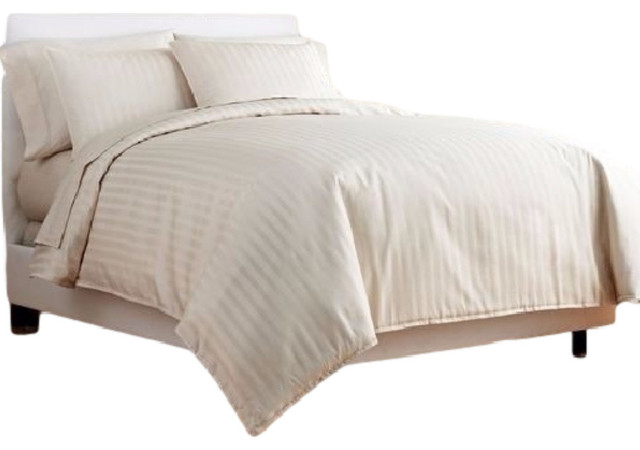 Ivory Stripe Full Down Alternative Comforter 8 Piece Bed In A Bag