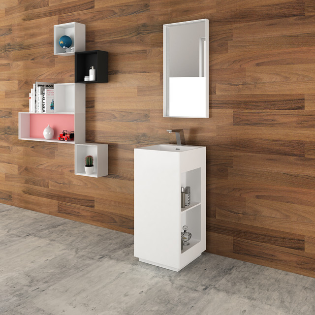 Solid surface pedestal basin modern