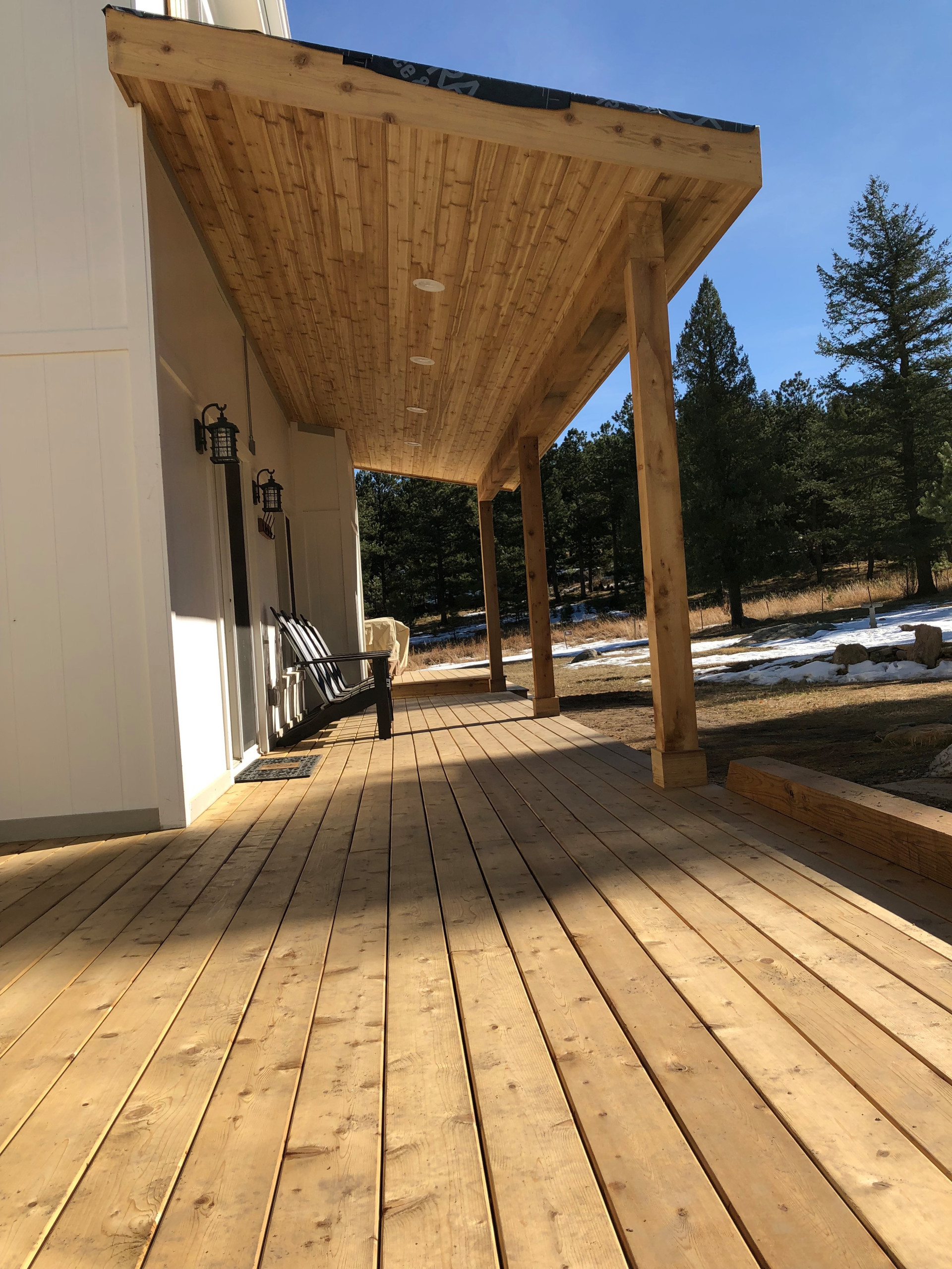 Cedar Proch Deck with Shed Roof