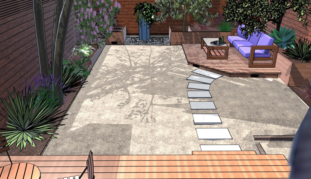 Urban Backyard: Cozy Conversation Space in a Drought-Tolerant Contemporary Garde