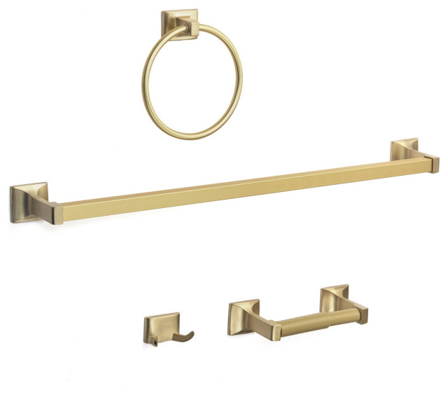 Designers Impressions Eclipse Series 4 Piece Brushed Brass Bathroom