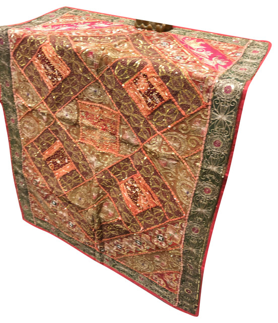 Antique Cotton Table Runner Hand Embroidery Patchwork Designer Table tapestry
