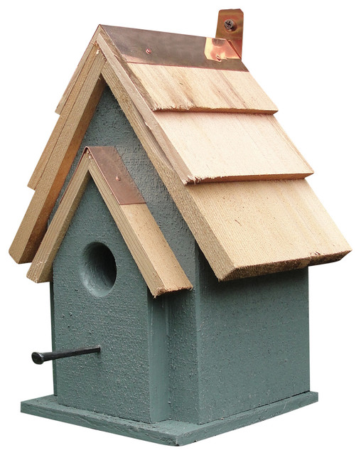 Rustic Cabin Birdhouse, Green