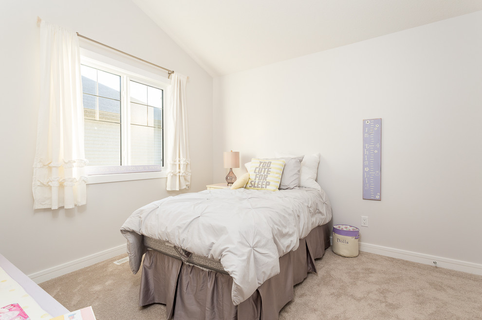 Example of a transitional home design design in Edmonton