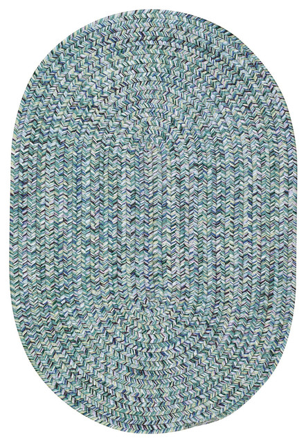 Sea Pottery Braided Oval Rug, Blue, 11'4"x14'4"