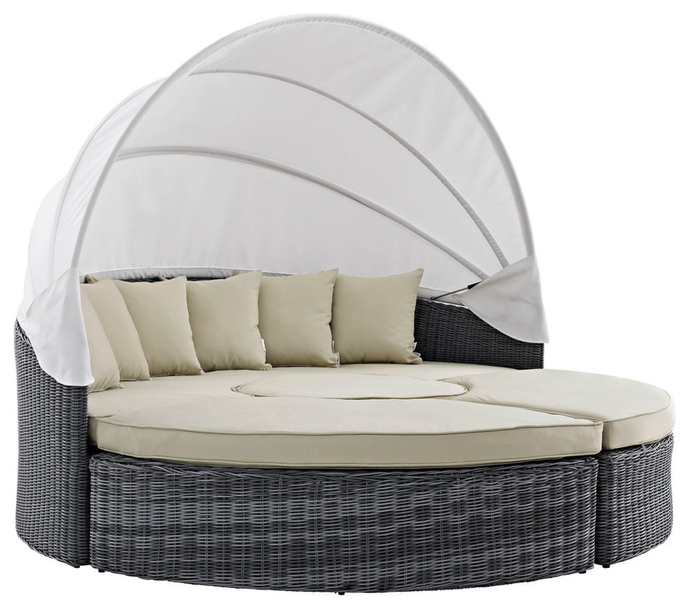 Modway Summon Canopy Outdoor Sunbrella Daybed, Beige