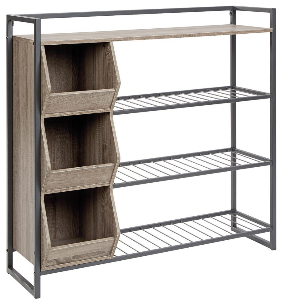 Maccenet Gray Shoe Rack Industrial Shoe Storage By Ashley Furniture Industries