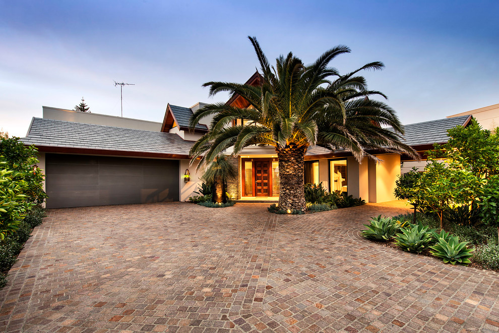 Contemporary two-storey beige exterior in Perth.