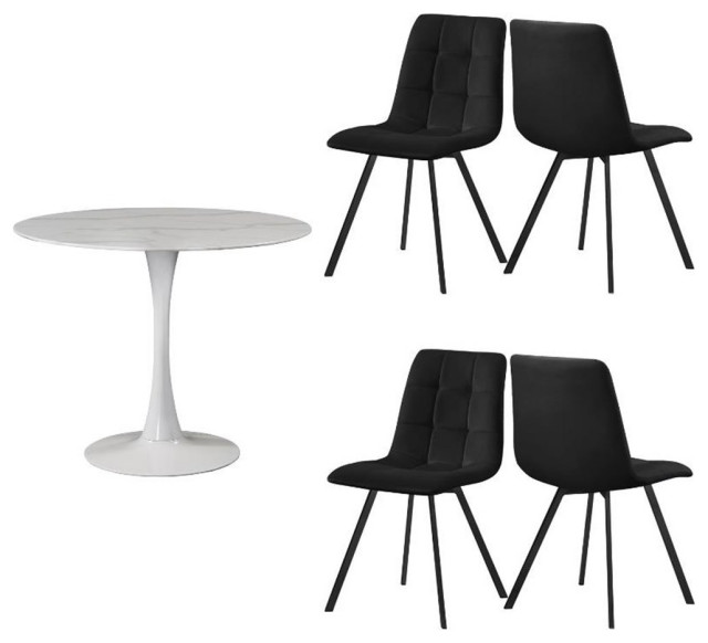 Home Square 5-Piece Set with Tulip Dining Table and 4 Dining Chairs