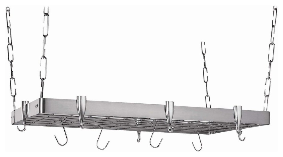 Stainless Steel Rectangular Ceiling Kitchen Pot Rack
