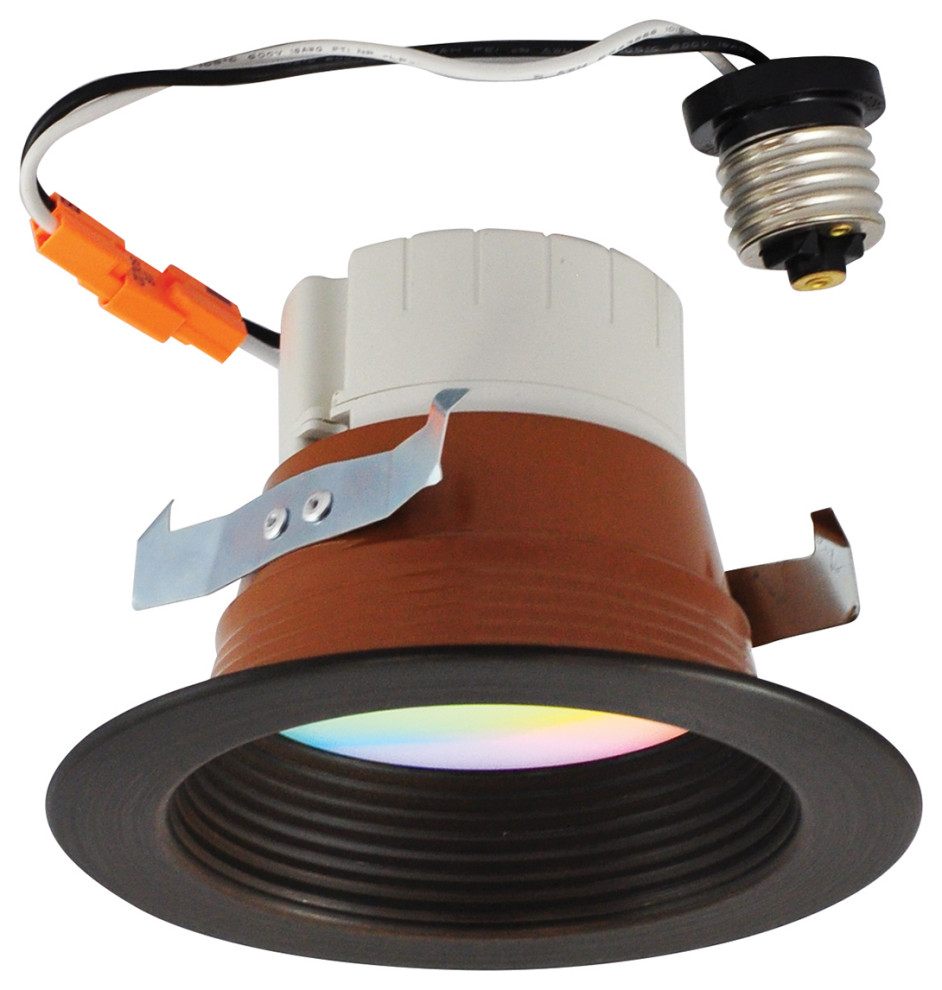 4" Smart RGBW Downlight Baffle, Bronze Contemporary Recessed