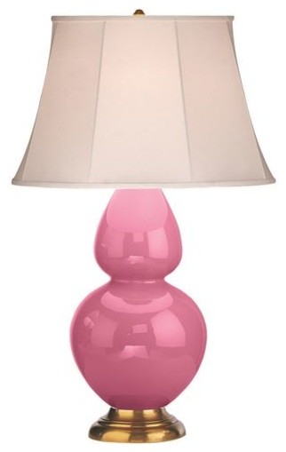 Robert Abbey 1607X Double Gourd 1 Light Large Table Lamp in Pink with Antique Na
