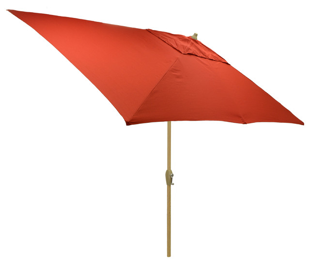 6 5x10 Rectangular Outdoor Patio Umbrella With Natural Pole Red