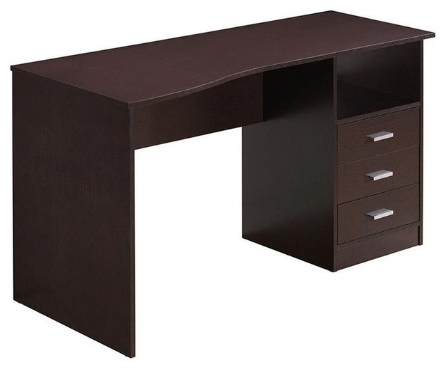 Scranton & Co 3-Drawer Wood Computer Desk with Shelf in Espresso/Wenge
