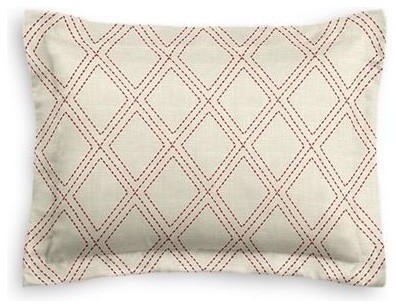Embroidered Red Diamond Sham Pillow Cover