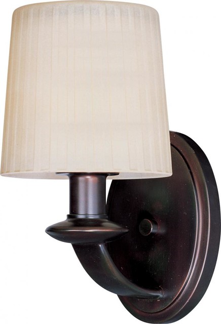 One Light Oil Rubbed Bronze Dusty White Glass Wall Light