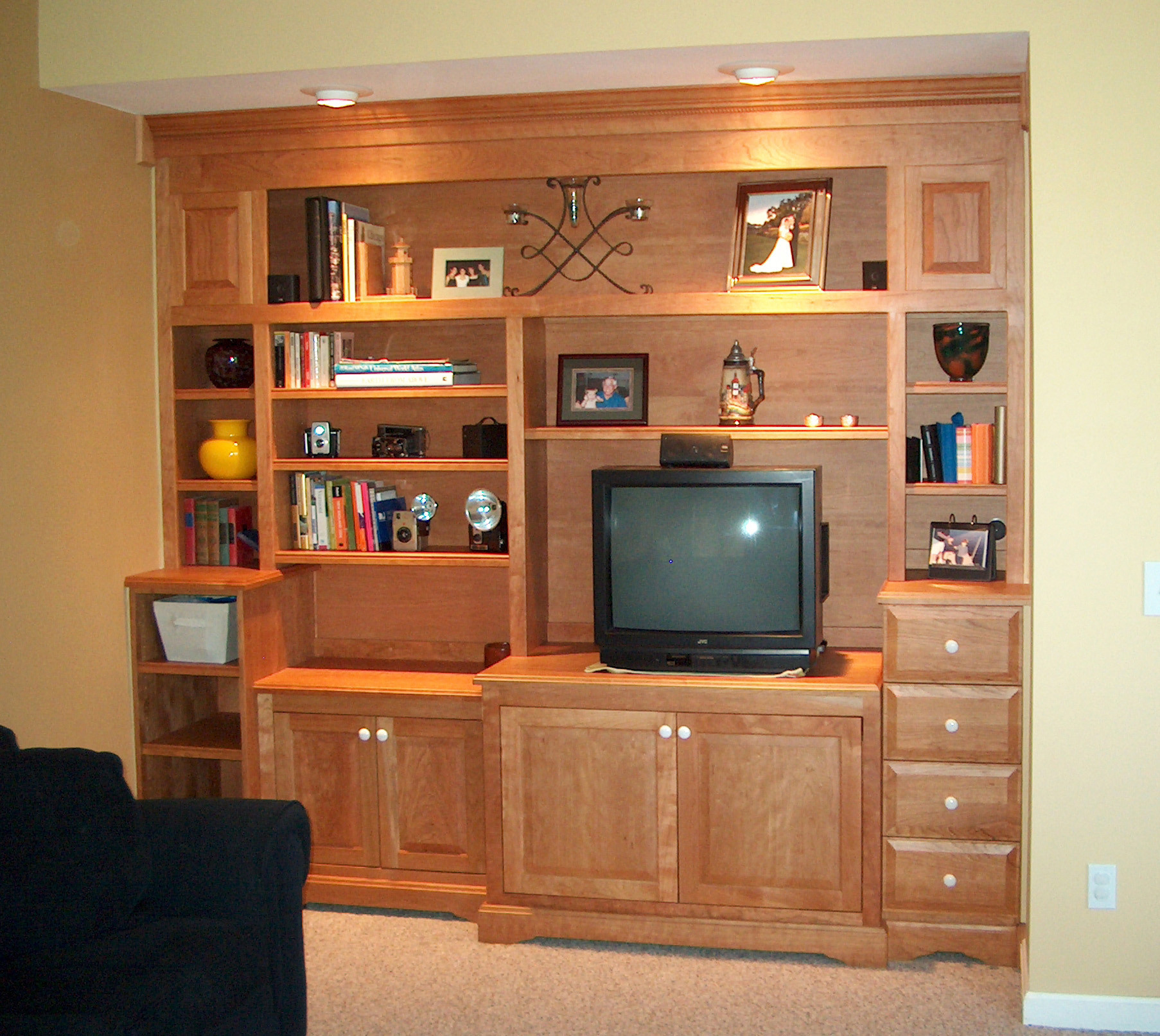 Olson Media Center, in cherry