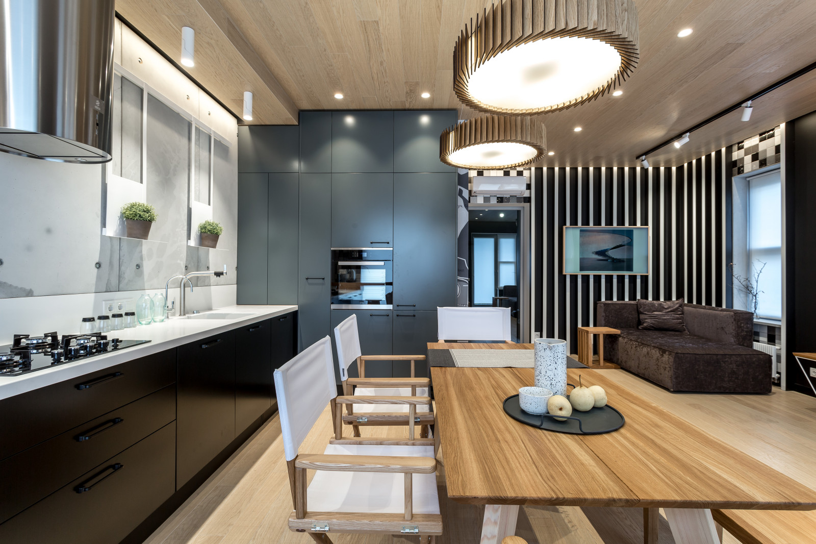 Кухня-Гостиная в серых оттенках