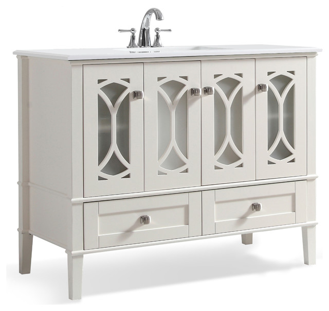 Paige Bath Vanity With White Quartz Marble Top 42 Transitional Chandler Vanity With Quartz Marble Top 42