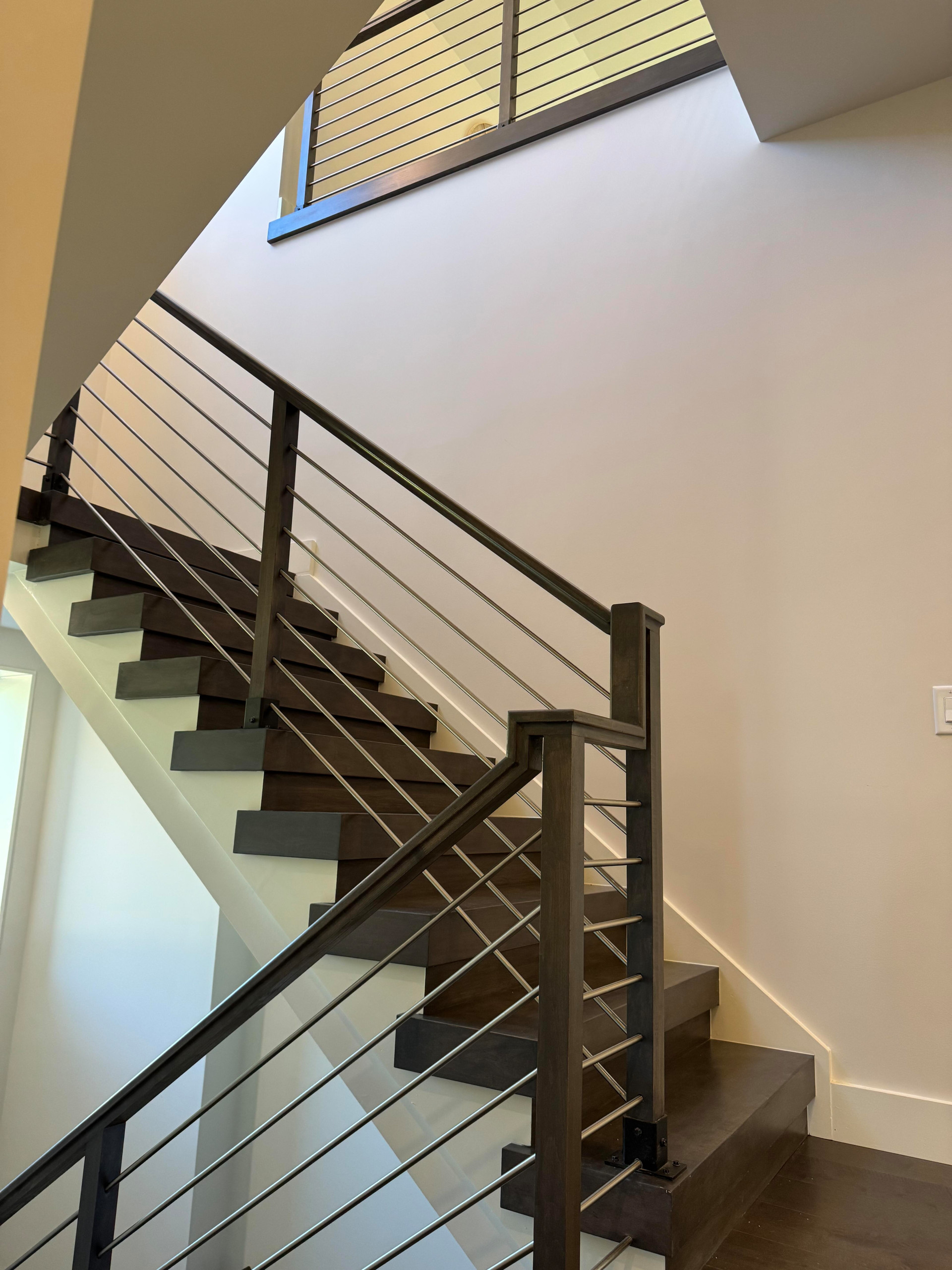 137_Transitional Maple Staircase with Stainless Steel Rail, Clifton, VA 2014