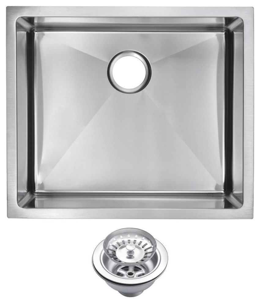 Corner Radius Single Bowl Undermount Kitchen Sink With Drain And Strainer