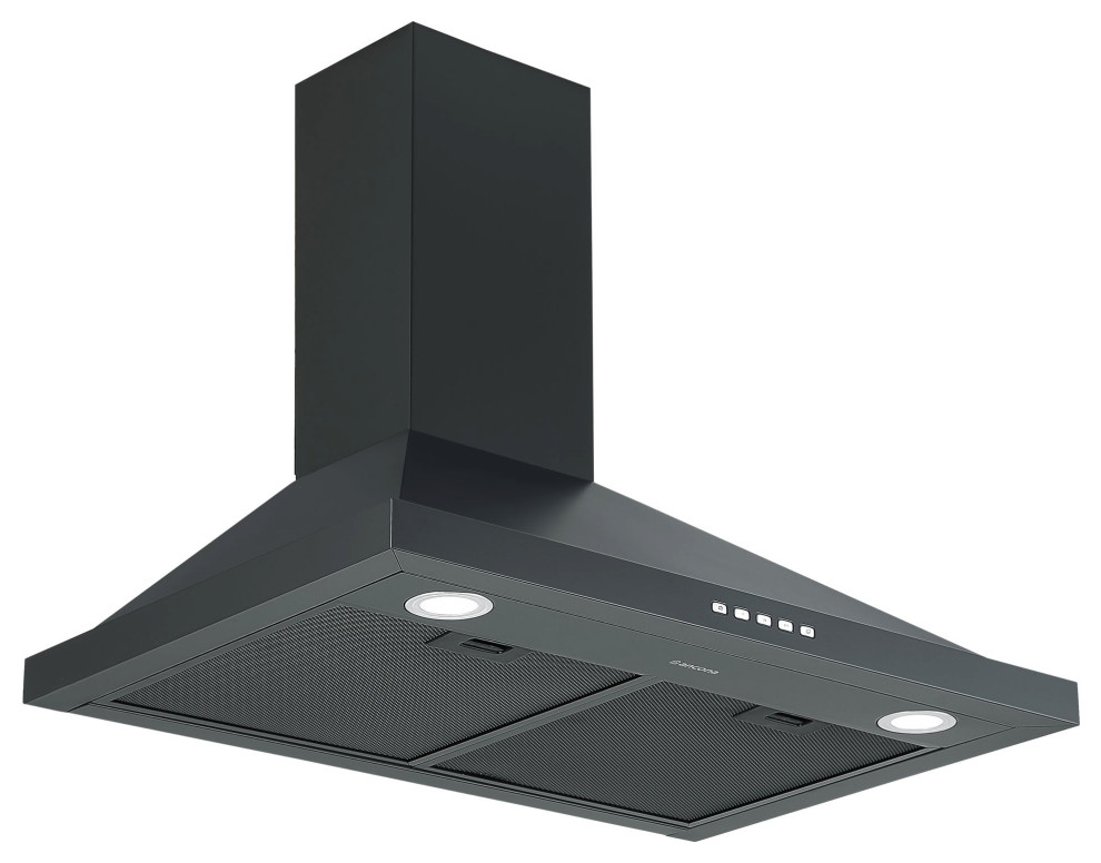 Ancona 30" Convertible WallMounted Pyramid Range Hood, Black Contemporary Range Hoods And