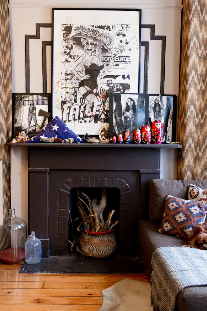 This is an example of an eclectic family room in New York.