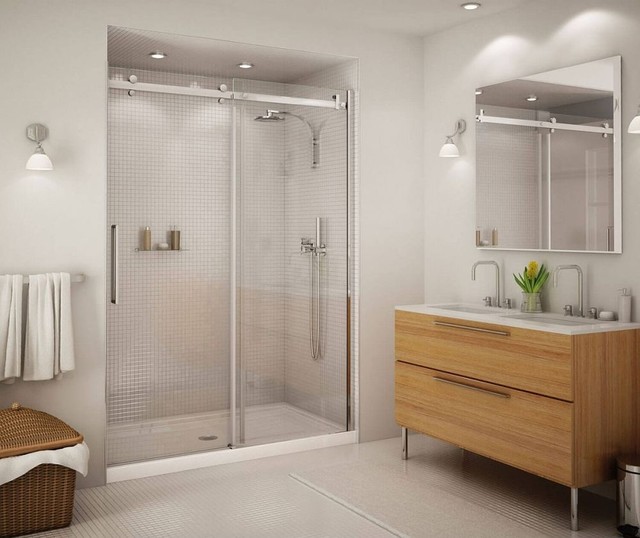 Maax Halo Frameless Slider Alcove Shower Door With Clear Gl Chrome Maax Halo Frameless Slider Alcove Shower Door With Clear Gl Chrome