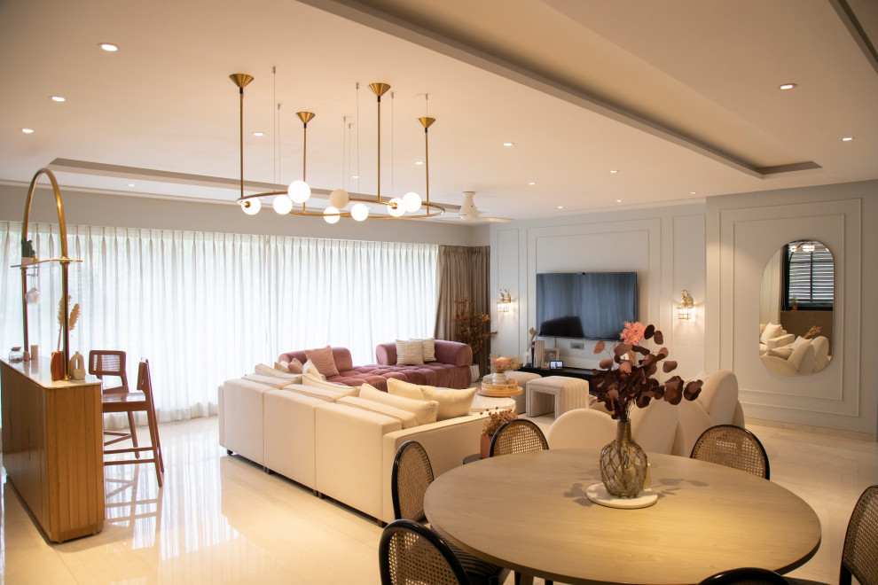 Design ideas for a contemporary living room in Mumbai.