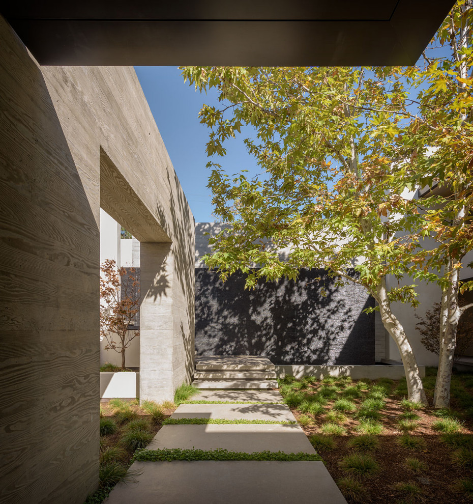 Photo of a modern partial sun concrete paver landscaping in San Diego.