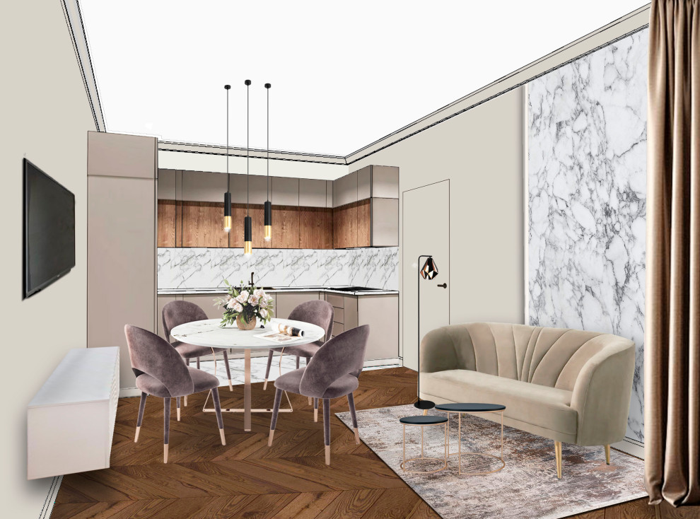 3D-коллажи кухни-гостиной