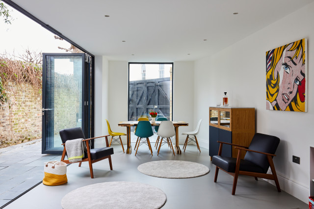 House renovation and basement, Greenwich eclectic-family-room